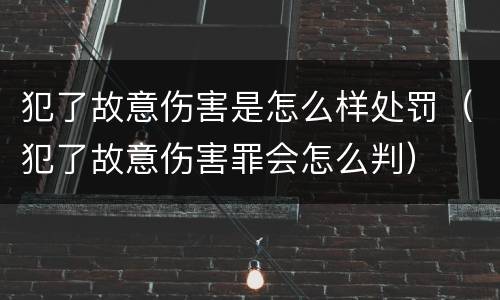 犯了故意伤害是怎么样处罚（犯了故意伤害罪会怎么判）
