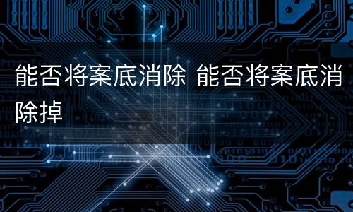 能否将案底消除 能否将案底消除掉