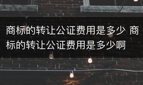 商标的转让公证费用是多少 商标的转让公证费用是多少啊