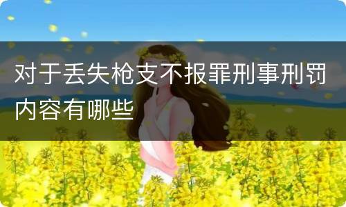 对于丢失枪支不报罪刑事刑罚内容有哪些