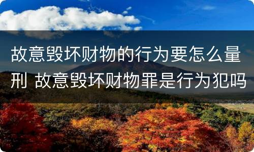故意毁坏财物的行为要怎么量刑 故意毁坏财物罪是行为犯吗