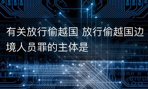 有关放行偷越国 放行偷越国边境人员罪的主体是