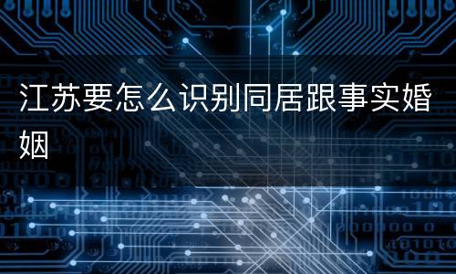 江苏要怎么识别同居跟事实婚姻