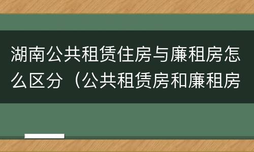 湖南公共租赁住房与廉租房怎么区分(公共租赁房和廉租房)
