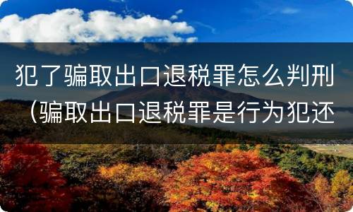 犯了骗取出口退税罪怎么判刑（骗取出口退税罪是行为犯还是结果犯）