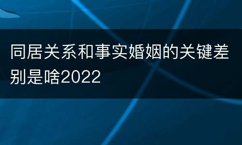 同居关系和事实婚姻的关键差别是啥2022