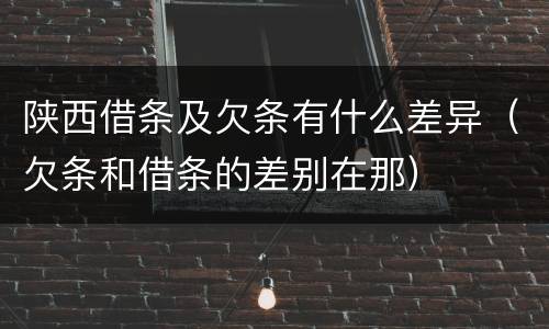 陕西借条及欠条有什么差异（欠条和借条的差别在那）