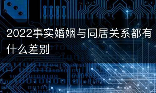 2022事实婚姻与同居关系都有什么差别