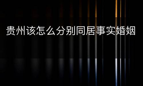 贵州该怎么分别同居事实婚姻
