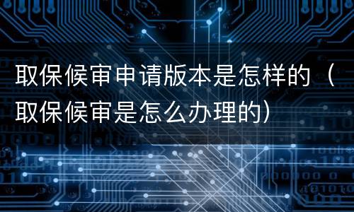 取保候审申请版本是怎样的（取保候审是怎么办理的）