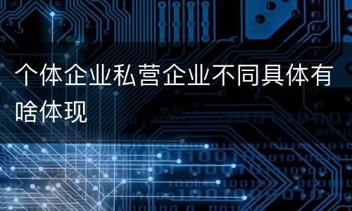 个体企业私营企业不同具体有啥体现