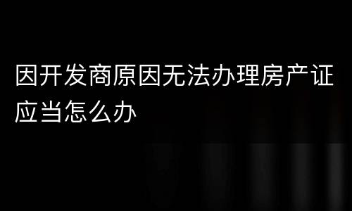 因开发商原因无法办理房产证应当怎么办