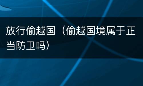 放行偷越国（偷越国境属于正当防卫吗）