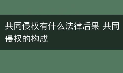 共同侵权有什么法律后果 共同侵权的构成