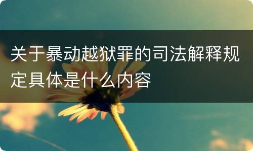 关于暴动越狱罪的司法解释规定具体是什么内容