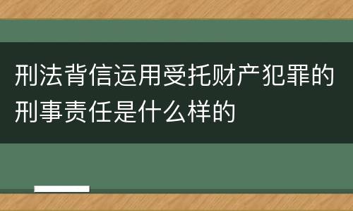 刑法背信运用受托财产犯罪的刑事责任是什么样的