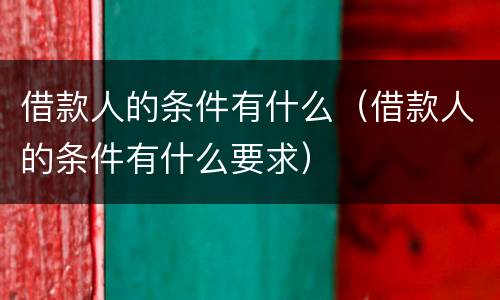 借款人的条件有什么（借款人的条件有什么要求）