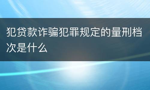 犯贷款诈骗犯罪规定的量刑档次是什么