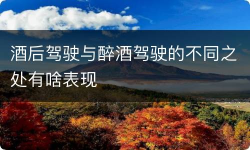 酒后驾驶与醉酒驾驶的不同之处有啥表现