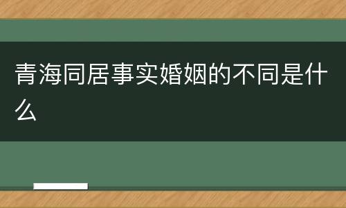 青海同居事实婚姻的不同是什么