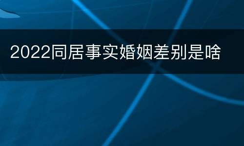 2022同居事实婚姻差别是啥
