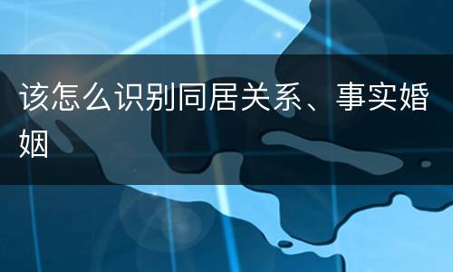 该怎么识别同居关系、事实婚姻