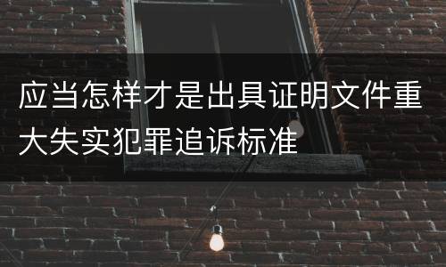 应当怎样才是出具证明文件重大失实犯罪追诉标准
