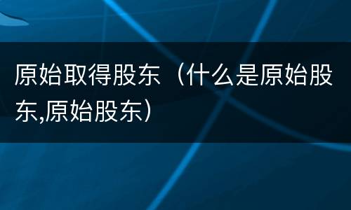 原始取得股东（什么是原始股东,原始股东）
