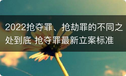 2022抢夺罪、抢劫罪的不同之处到底 抢夺罪最新立案标准