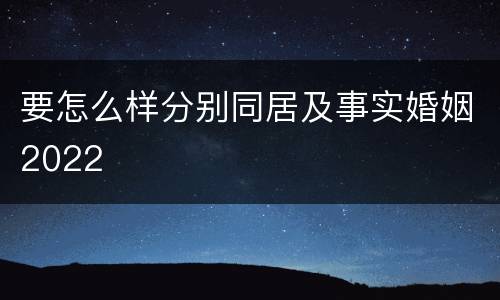 要怎么样分别同居及事实婚姻2022