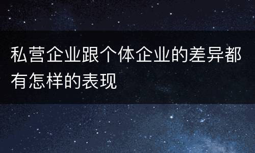 私营企业跟个体企业的差异都有怎样的表现