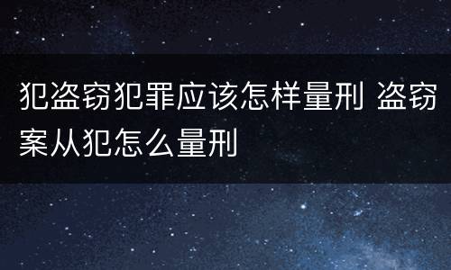 犯盗窃犯罪应该怎样量刑 盗窃案从犯怎么量刑