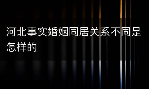 河北事实婚姻同居关系不同是怎样的