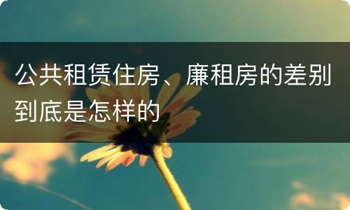 公共租赁住房、廉租房的差别到底是怎样的