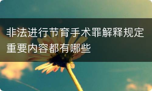 非法进行节育手术罪解释规定重要内容都有哪些