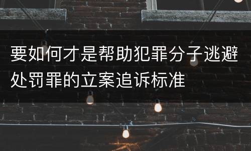 要如何才是帮助犯罪分子逃避处罚罪的立案追诉标准