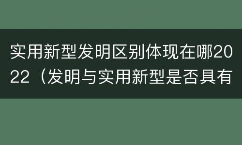 实用新型发明区别体现在哪2022（发明与实用新型是否具有实用性）