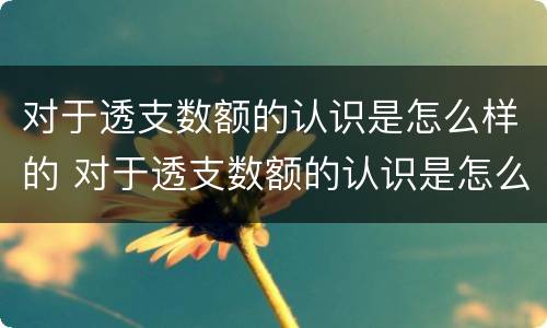 对于透支数额的认识是怎么样的 对于透支数额的认识是怎么样的思考