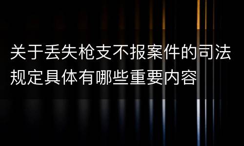 关于丢失枪支不报案件的司法规定具体有哪些重要内容