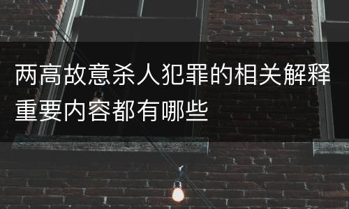 两高故意杀人犯罪的相关解释重要内容都有哪些