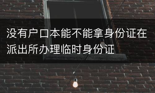 没有户口本能不能拿身份证在派出所办理临时身份证