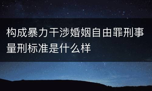 构成暴力干涉婚姻自由罪刑事量刑标准是什么样