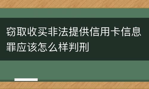 窃取收买非法提供信用卡信息罪应该怎么样判刑