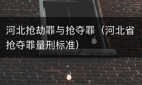 河北抢劫罪与抢夺罪（河北省抢夺罪量刑标准）