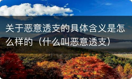 关于恶意透支的具体含义是怎么样的（什么叫恶意透支）