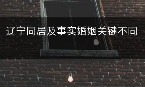辽宁同居及事实婚姻关键不同