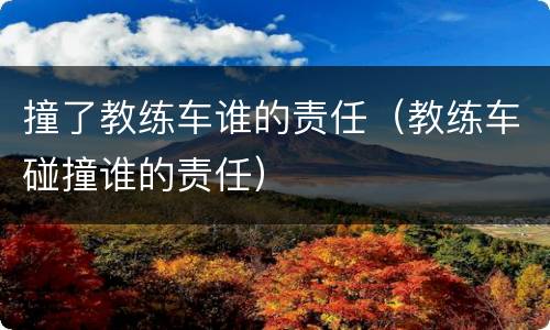 撞了教练车谁的责任（教练车碰撞谁的责任）