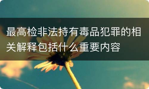 最高检非法持有毒品犯罪的相关解释包括什么重要内容