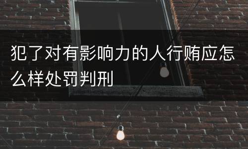 犯了对有影响力的人行贿应怎么样处罚判刑