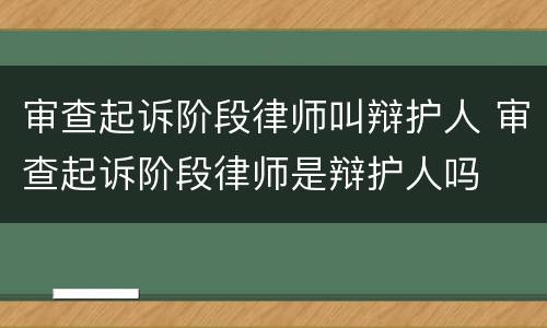 审查起诉阶段律师叫辩护人 审查起诉阶段律师是辩护人吗